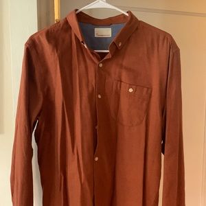 Knowledge Cotton Apparel Burnt Orange Large Dress Shirt